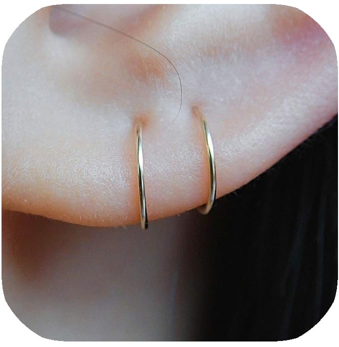 14K Gold Filled Small Hoop Earrings for Cartilage Nose