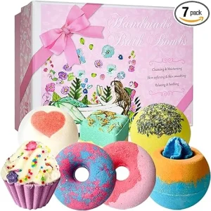 Bath Bombs, 7 Natural Bath Bomb Gift Set, Bubble Bathbombs for Women Kids, Shea Butter Moisturize, Gifts for Mom Her Girlfriend, Mothers Day Gifts, for Birthday Valentines Christmas