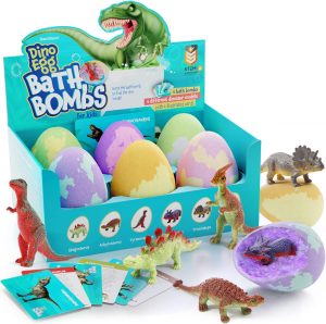 Dan&Darci Dino Egg Bath Bombs for Kids - Easter Basket Stuffers - Kid Baths Bomb with Surprise Inside