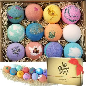 LifeAround2Angels Bath Bombs Gift Set 12 USA made Fizzies, Shea & Coco Butter Dry Skin Moisturize, Perfect for Bubble Spa Bath. Handmade Birthday Mothers day Gifts