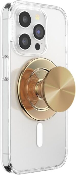 PopSockets Phone Grip for MagSafe, Magnetic Holder- Alum Radial Gold Removable, For Kindle / Android / iPhone, With Magnet, Metal, Enamel, Top, Gold