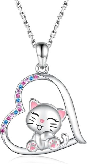 Cute cat necklace, pendant necklace for girls, for girls, boys, sons, granddaughters, birthdays, Christmas, graduation gifts, jewelry for children over 3 years old.