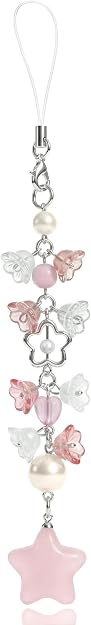AGEN KGEN Y2K Pink Phone Cute Phone Charm - Strawberry Star Heart Charms, Camera Bag Pendants Decor for Women