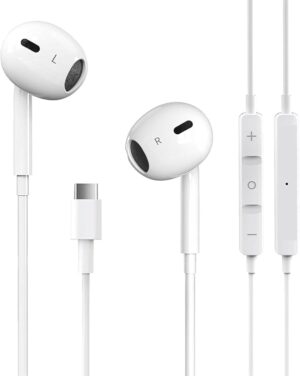 Pcwfbzf USB C Headphones Earbuds for iPhone17/16/15, iPad Pro,Galaxy,Pixel Built-in Mic, Noise Cancelling, Volume Control, Ultra Clear Calls, Supports for iPhone 17/16/15 Series, Galaxy, Pixel