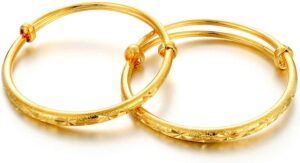 2pcs/lot 18K Gold Plated Stars Kids Lucky Bangles &bracelets Birthday Christmas Gifts for baby boys and girls
