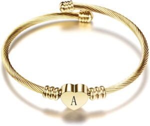 VQYSKO Gold Heart Initial Bracelets for Girls-Gifts Jewellery for Girls