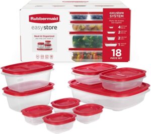 Rubbermaid EasyStore Large Containers, 18-Piece Set, Food Storage Containers with Lids