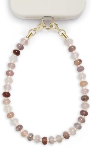 Natural Stone Phone Charm, Beaded Healing Phone Wrist Strap, Handmade Cellphone Chain Lanyard with Tether Tab