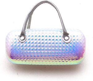 Cute Cartoon Glasses Case for Girls Kids Waterproof, with Handle, Fancy Diamond Pattern Design, Eyewear Storage for Sunglasses & Eyeglasses, Makeup & School Supplies