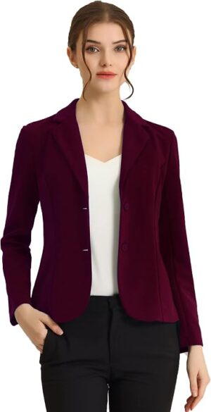 Allegra K Women's Work Office Blazer Stretch Lapel Collar Long Sleeve Jacket Suit Blazer