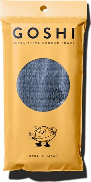 GOSHI Exfoliating Shower Towel - Long Body Scrubber, Grey rip-resistant, rapid-drying, exfoliating long washcloth for all skin types to eliminate back acne and maintain smooth skin