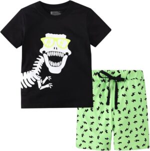 Toddler Boy Clothes Kids Summer Cotton Outfits Short Set Size 2-7Y Soft Cotton Breathable T-Shirt Short Sets Daily Wear Cute Print Clothing