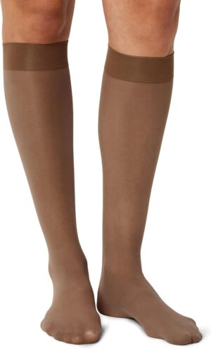 Amazon Essentials Women's Sheer Knee High Stockings, Pack of 2