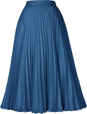GRACE KARIN Pleated Midi Skirt for Women Chiffon A-Line Outfits
