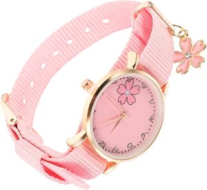 Mikikit 2pcs Canvas Flower Watch Detachable Lovers Female Student Pink Alloy