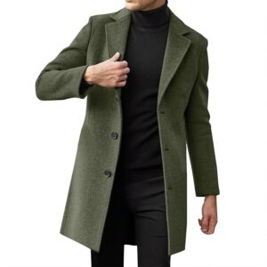 Lolvmvchi Men Slim Winter Coat Lapel Collar Long Sleeve Padded Leather Jacket Vintage Thicken Coat Jacket for