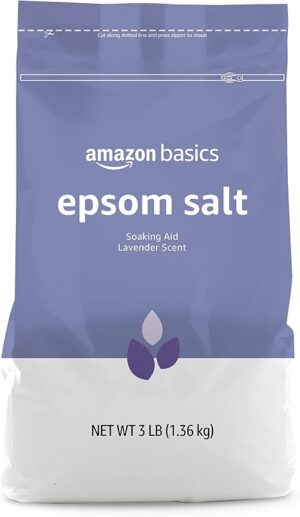 Amazon Basics Epsom Salt Soaking Aid, Lavender Scented, Relax & Relief, Resealable, 3 Pound, 1-Pack (Previously Solimo)