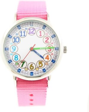 Bigbangbang Kids Analog Watch， Learning Time Watch, First Watch Soft Cloth Strap,Read time Study Time Todder Watch,Kindergarten Learn Time Watches,Pink Girl Watch， Girls Ages 7-10…