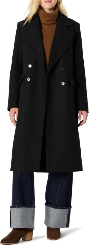 Amazon Essentials Women's Relaxed-Fit Double-Breasted Wool-Blend Longline Coat