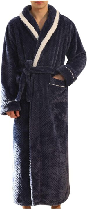 Robe for Men Warm Thick Wrap Style Soft Spa Bathrobe Winter Full Lenght Loungewear Matching Pajamas for Couples