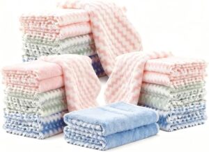 21 Pack Kitchen Towels and Dishcloths Set, Highly Absorbent Coral Fleece Microfiber Dish Rags for Washing Dishes, Lint-Free and Scratch-Free for Kitchen, Glass, and Car