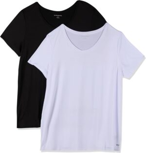 Amazon Essentials Women's Active Quick Dry Tech Stretch Short-Sleeve V-Neck T-Shirt, Moisture-Wicking