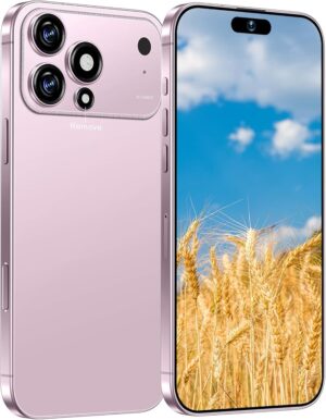 Huness 17 PM 16+1TB Unlocked Cell Phone,6.9" HD Screen Unlocked Phones,Android 15 7000mAh Long Battery Life Smartphone,5G/Dual SIM/Fingerprint Button Unlock/Photos/Face ID (Pink)