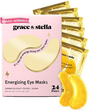grace & stella Award Winning Eye Patches for Puffy Eyes Birthday Gifts for Women - Under Eye Mask for Dark Circles & Undereye Bags - Gifts for Mom - Vegan Self Care (24 Pairs, Gold)