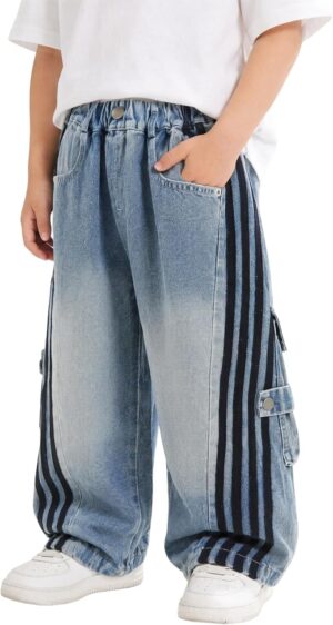 Toddler Boys Baggy Jeans Wide Leg Denim Pants School Harem Trousers