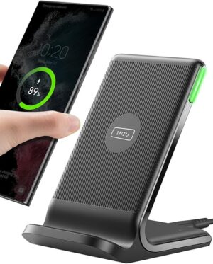 INIU Wireless Charger, 15W Fast Wireless Charging Phone Station with LED Sleep-Friendly Adaptive Light, Exclusive Temp°Guard, Wireless Charging Station for iPhone 17 16 Pro Max, Samsung S25 S24 etc