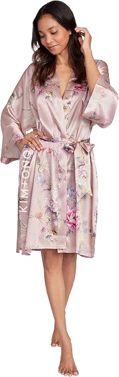 KIM+ONO Satin Short Kimono Robe for Women bridal - maternity - postpartum - lingerie - bridesmaid