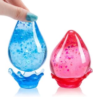 2 Packs Squishy Drop Stress Balls for Adults Fidget Toys Adults, Fidgets Silicone Sensory Toys for Kids Autism, ADHD, Sensory Stress Relief Toys Birthday Day Gifts (Blue Pink)