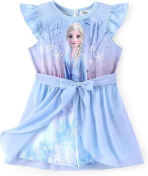 Disney Princess Frozen Elsa Minnie Mouse Stitch Toddler Girl Romper With Skirt Overlay Summer Jumpsuit with Bow 2-6 Years