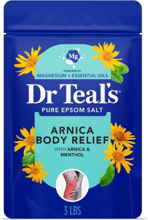 Dr Teal's Arnica Body Relief Epsom Salt Magnesium Soak with Menthol & Essential Oils, Muscle Recovery, 3 lbs