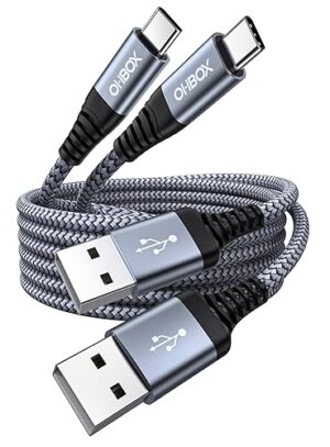 USB to USB C Cable 60W Fast Charging [2 Pack 6FT], USB A to USB C Cable for CarPlay, Durable Braided USB Type C iPhone Charger USBC Cord for iPhone 17/16/15/Pro Max/Plus, Samsung Galaxy S23 and More