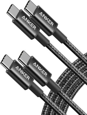 Anker USB C to USB C Cable, 60W Fast Charging Cable (2-Pack, 6 ft, Black)
