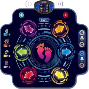 Kids Electronic Dance Pad with 6-Button, Music Dance Game Mat with Built-in Music 9 Levels and 3 Modes, Chirstmas Party Birthday Gifts, Toys for Girls Ages 4-8, 8-12