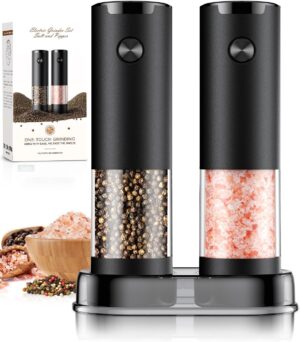Electric Salt and Pepper Grinder Set Automatic Battery Pepper Mill Shakers Adjustable Coarseness Upgraded Larger Capacity with Led Home and Kitchen Appliances Birthday Gifts for Women Men