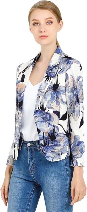 Allegra K Women's Dressy Casual Blazer Open Front Office Work Business Lightweight Crop Suit Blazers