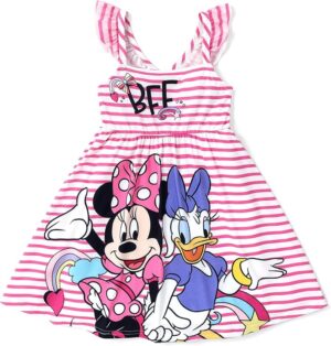 Disney Princess Minnie Mouse Frozen Elsa Girls Dress Ruffle Sleeveless Criss Cross Sundress Summer Clothes Baby to Toddler