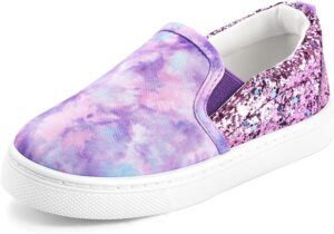 K KomForme Toddler Sneakers for Girls Boys Slip On Canvas Walking Shoes Lightweight, Comfortable