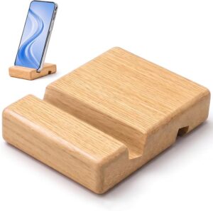 Wood Phone Stand Cell Phone Stand for Desk Wooden Phone Holder 2 Pack Portable Office Phone Stand Wood Stand Compatible with Phones All Cell Phones Wooden Office Accessories