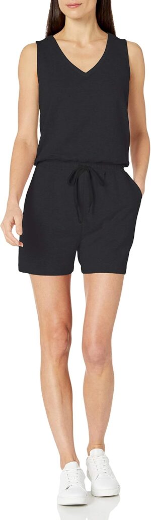Amazon Essentials Women's Studio Terry Romper, Summer Casual Gym Exercise