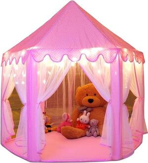 Princess Tent Girls Large Playhouse Kids Castle Play Tent with Star Lights Toy for Children Indoor and Outdoor Games, 55'' x 53'' (DxH)
