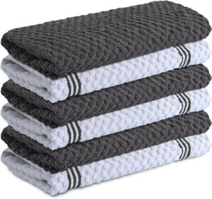 Infinitee Xclusives Kitchen Towels - 6 Pack - Cotton Dish Towel |15" x 25"| 100% Cotton, Highly Absorbent Tea Towels - Lint Free, Soft, Durable & Quick Dry, Ideal for Drying Dishes & Kitchen Cleaning