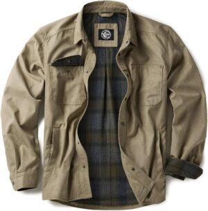 CQR Men's Flannel Shirt Jacket Long Sleeve, Winter Warm Outdoor Casual Plaid Jacket Coat with Pockets