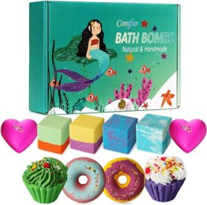 Bath Bombs for Kids, 10 Bath Bomb Gift Set, Natural Bubble Bathbombs Shea Butter Dry Skin Moisturize, Fizzy Spa Bath for Her Mom Women Kids Girls Girlfriend, Birthday Gifts
