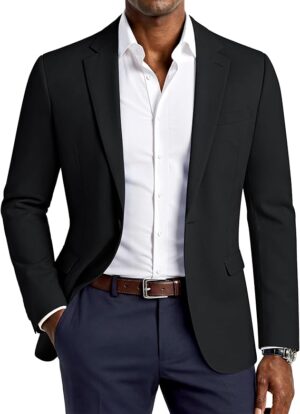 PJ PAUL JONES Men's Lightweight Sport Coat Casual Blazer Slim Suit Jacket One Button Blazer, Breathable Sportcoat, Machine Wash, Anti Wrinkle, Mens Suit Jacket Casual Business Daily Party Prom