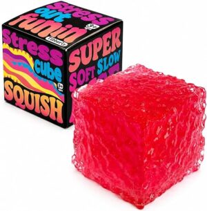 Stress Cube Squishy Toy, 2.0 Inch Slow Rising Fidget Stress Ball, Moon Texture Sensory Toy for Adults & Kids, Leakproof Squeeze Cube for Anxiety Relief, Gift-Ready