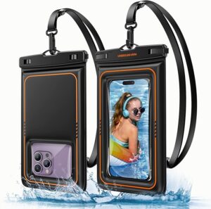 UNBREAKcable Waterproof Phone Pouch 2 Pack, Floating Waterproof Phone Case IPX8 Dry Bag for Beach Cruise Travel Essentials，Fits for iPhone 17 16 Pro Max，Galaxy S26/25，Up to 7in，Touchscreen，Lanyard